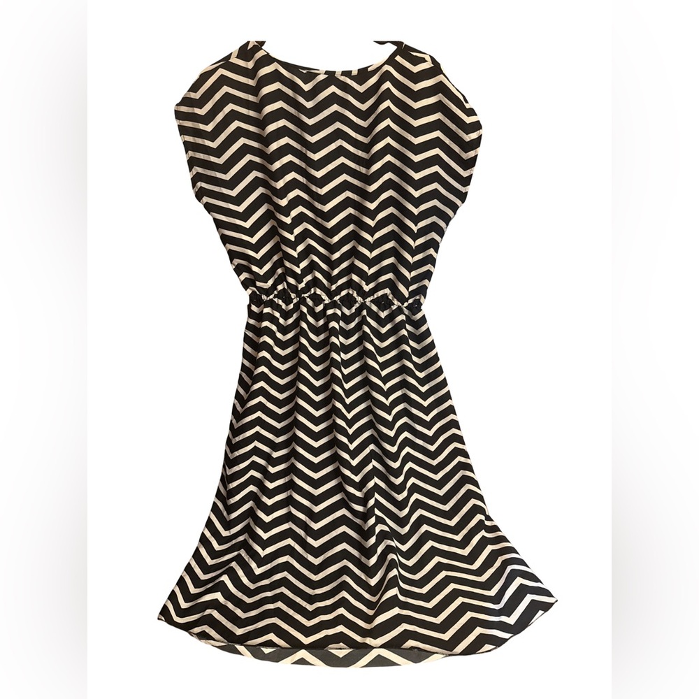 Bloom Black and White Zigzag Kids Dress